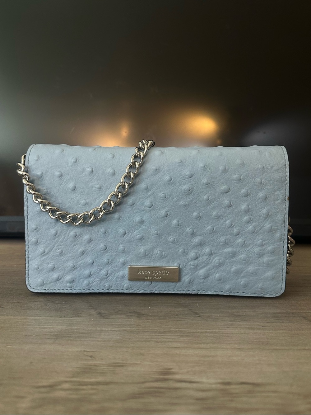 kate spade bellaria Ostrich-Texture bluedawn Crossbody Bag